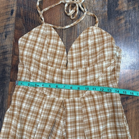 Free People Yellow Plaid Kaia Wide Leg Jumpsuit - Picture 7 of 13